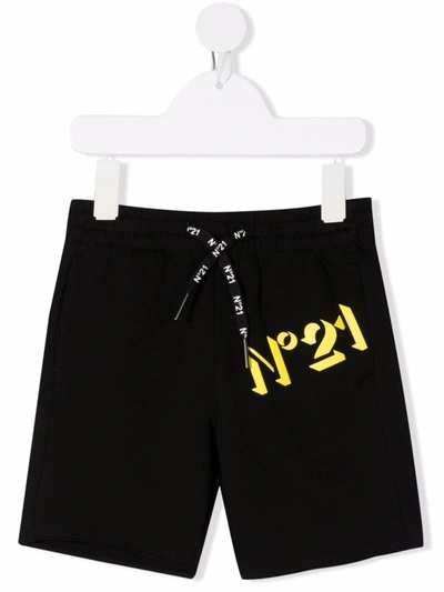 N°21 Kids' N ° 21 Jogging Shorts In Cotton With Logo In Black