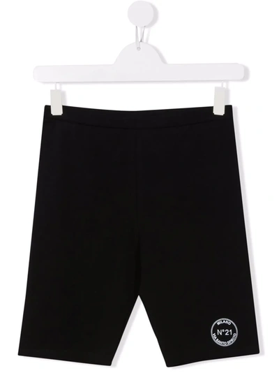 N°21 Kids' N ° 21 Cycling Shorts With Logo In Nero