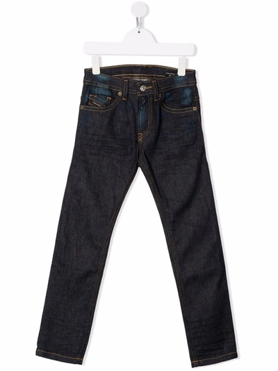 Diesel Kids' Low-rise Straight-leg Trousers In Blue