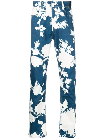 Erdem Oliver Bleached Floral-print Slim-leg Jeans In Blue