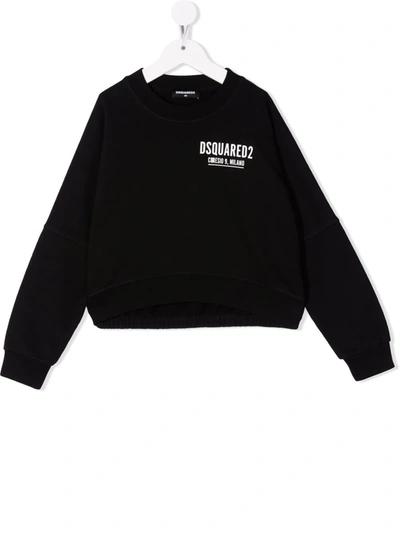 Dsquared2 Kids' Logo-print Cotton Sweatshirt In Black