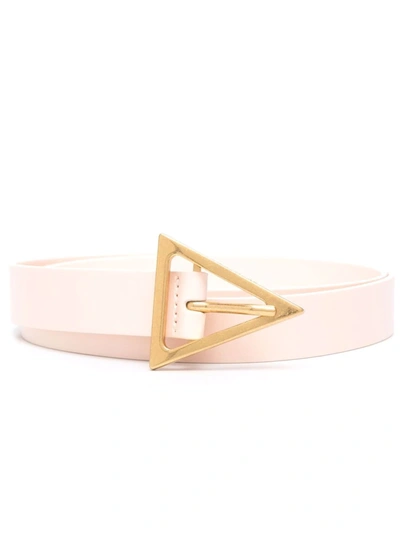 Bottega Veneta Leather Triangle Blet With Gold Finished Buckle 25mm In Pink