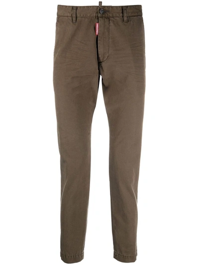 Dsquared2 Four-pocket Cotton Chinos In Green
