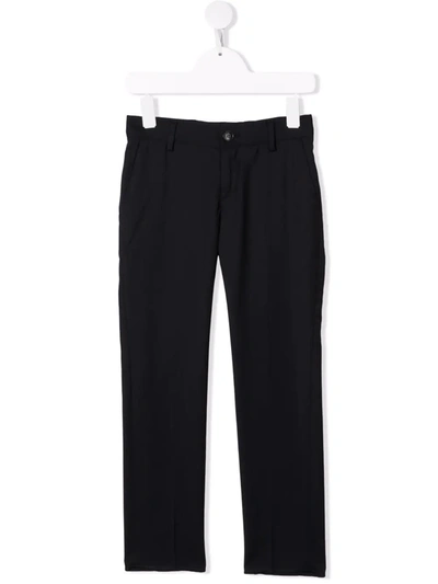 Emporio Armani Kids' Slim-cut Tailored Trousers In Blue