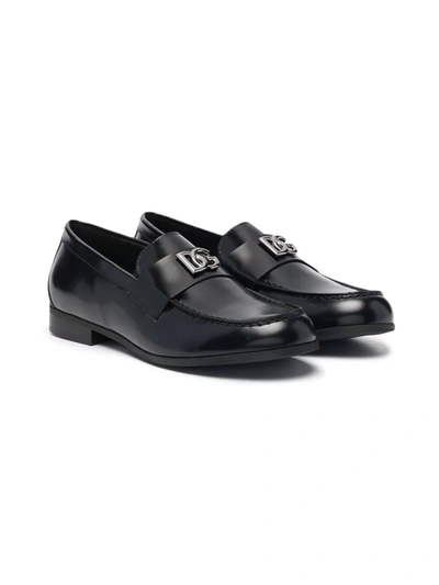 Dolce & Gabbana Boys Teen Black Leather Loafers