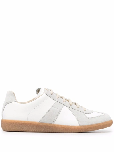 Maison Margiela White Leather Sneakers In Multi