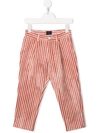 Fay Striped Trousers In Linen And Cotton In Red