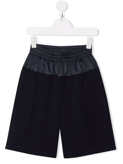 Fendi Kids' Contrast-waist Shorts In Blue