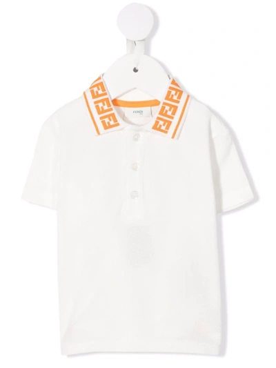Fendi Babies' Ff-collar Polo Shirt In Neutrals
