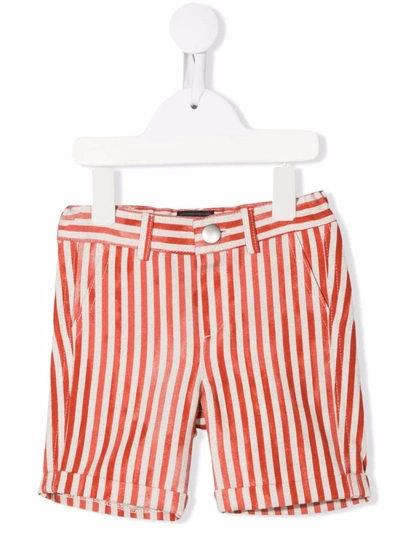 Fay Babies' Shorts In Striped Cotton And Linen In Red