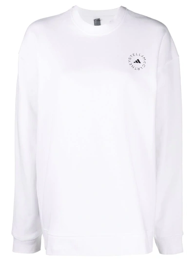 Adidas By Stella Mccartney Crew-neck Organic Cotton Sweatshirt In White