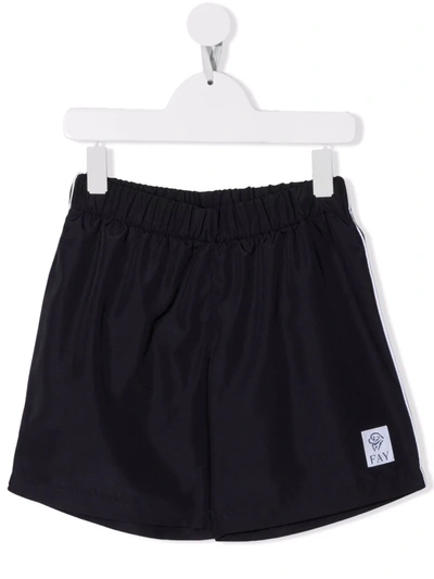 Fay Kids' Logo-patch Elasticated-waist Swim Shorts In Bc Blu Bianco