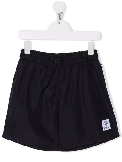 Fay Kids' Logo-patch Elasticated-waist Swim Shorts In Blue