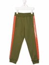 Balmain Teen Side Logo Stripe Track Pants In Green