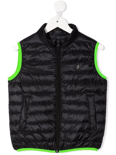 Herno Kids' Padded Contrasting-trim Gilet In Black