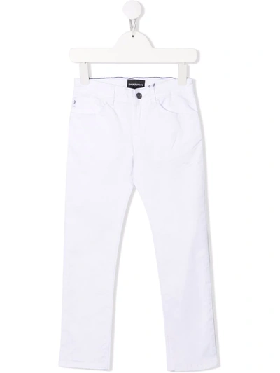 Emporio Armani Kids' White Denim Jeans With Logo