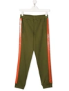 Balmain Teen Side Logo Stripe Track Pants In Green