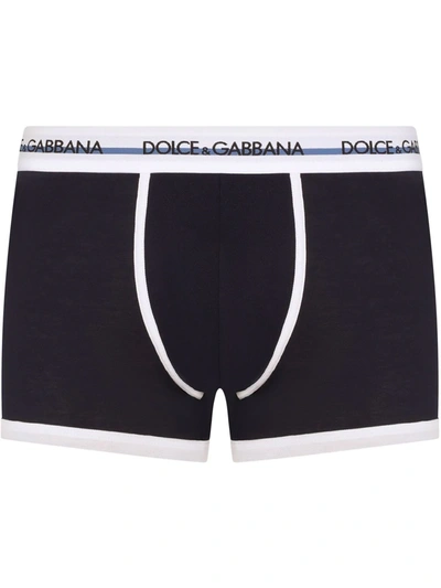 Dolce & Gabbana Contrast-trim Boxers In Blue