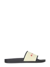 Marni Beige And Black Slippers In Powder