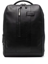 Piquadro Leather Rectangle Back Pack In Schwarz
