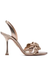 Aquazzura Galactic Flower 95 Crystal-embellished Leather Heeled Sandals In Brown