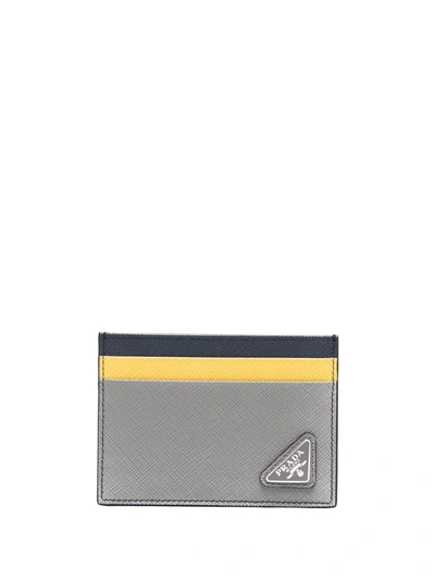 Prada Colour-block Cardholder In Grey