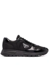 Prada Men's Tonal Low-top Sneakers W/ Logo Plaqu&eacute; In Schwarz