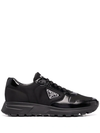 Prada Men's Tonal Low-top Sneakers W/ Logo Plaqu&eacute; In Nero 1