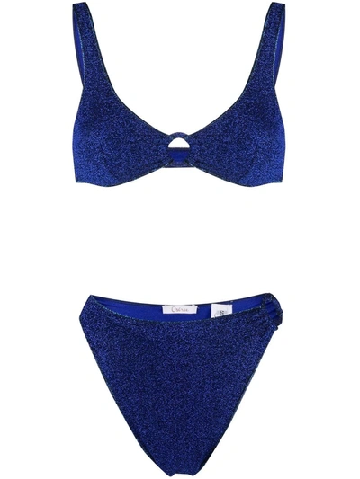 Oseree Lurex-detail Two-piece Bikini Set In Blau