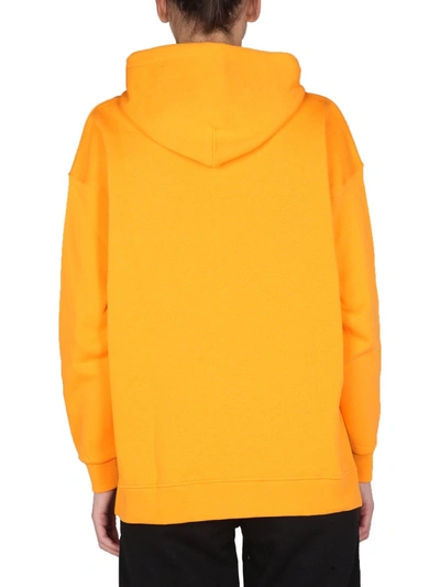 Ganni Bright Marigold Logo-embroidered Hoodie In Yellow
