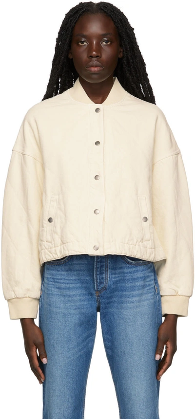 Rag & Bone Val Quilted Cropped Bomber Jacket In Vanilla