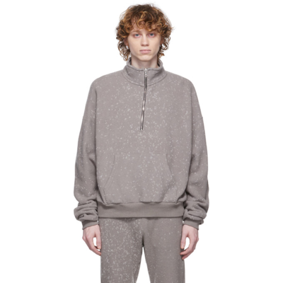John Elliott Grey Spec Wool Half-zip Sweater In Grau
