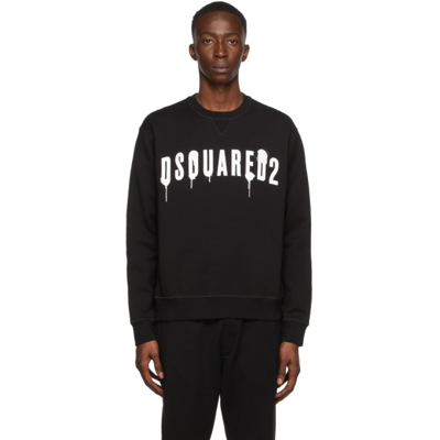 Dsquared2 Black Spray Logo Cool Jumper In Nero