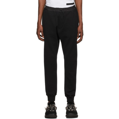 Dsquared2 Black Fleece Uneven Lounge Pants In Black,white