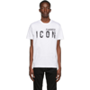 Dsquared2 Icon Spray Printed Cotton Jersey T-shirt In Bianco