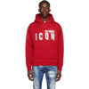 Dsquared2 Icon Spray Print Cotton Jersey Hoodie In Red