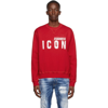 Dsquared2 Icon Print Cotton Jersey Sweatshirt In Red,white