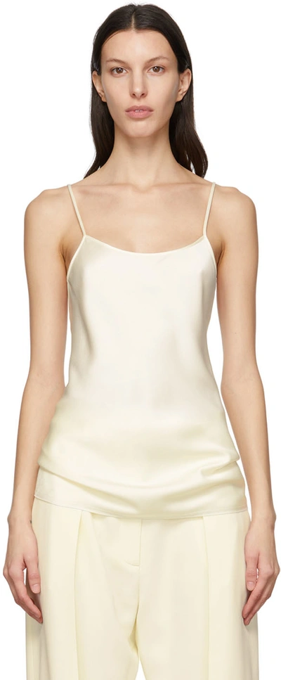 Victoria Beckham Off-white Satin Tank Top In Neutrals