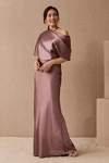 Amsale Pryce Off-the-shoulder Column Dress In Pink