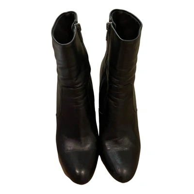 Pre-owned Steve Madden Leather Ankle Boots In Black