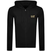 Ea7 Emporio Armani Full Zip Logo Hoodie Black In Black