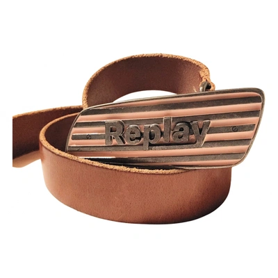 Pre-owned Replay Leather Belt In Camel
