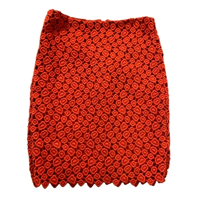 Pre-owned Max Mara Wool Mid-length Skirt In Orange