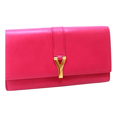 Pre-owned Saint Laurent Leather Wallet In Pink