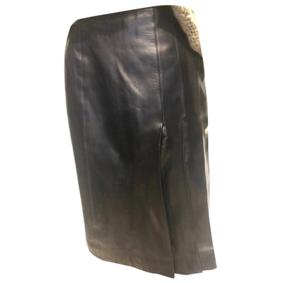 Pre-owned Chanel Leather Mid-length Skirt In Blue