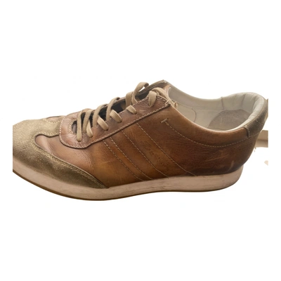 Pre-owned Santoni Leather Low Trainers In Camel
