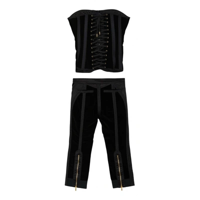 Pre-owned Roberto Cavalli Velvet Trousers In Black