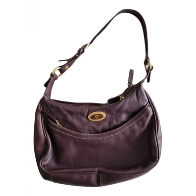 Pre-owned Aigner Leather Handbag In Burgundy