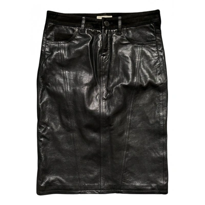 Pre-owned Burberry Leather Mid-length Skirt In Black