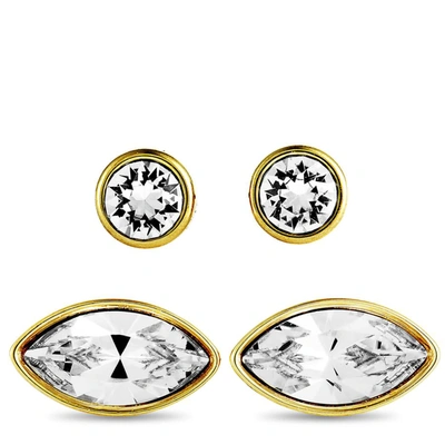 Swarovski Harley Gold-plated And Crystal Pierced Earrings Set In Multi-color